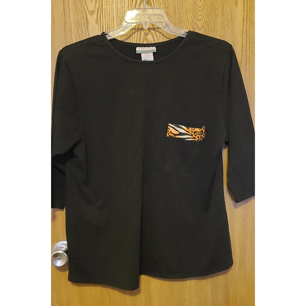 Vintage Stefano worldwide long sleeve shirt animal pint pocket trim  oversized